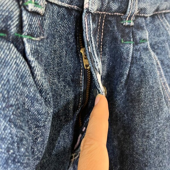 Vintage 90s Guess Acid Wash high Rise Patchwork Straight Leg Jeans 1 - Picture 3 of 10